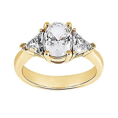 3 Stone 2.71 Ct. Big Real Diamond Yellow Gold Fancy Ring New