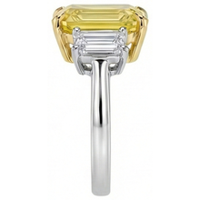 3 Stone 4.50 Carats Yellow Sapphire & Natural Earth Mined Diamonds Wedding Ring Gold 14K