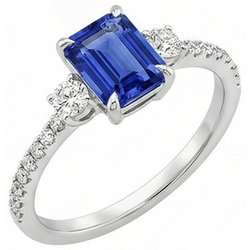 Natural Sapphire Ring 4.25ct - White Gold 14K