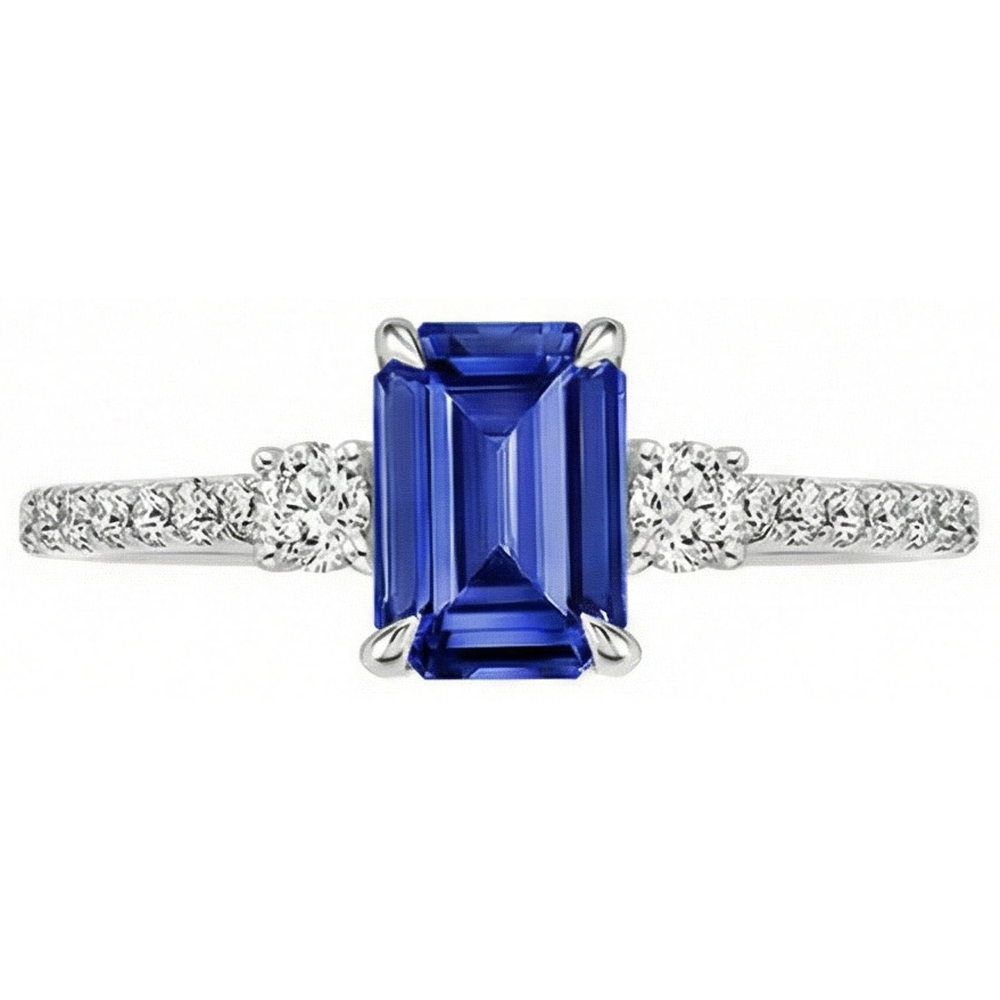 natural emerald sapphire 4.25ct ring top view