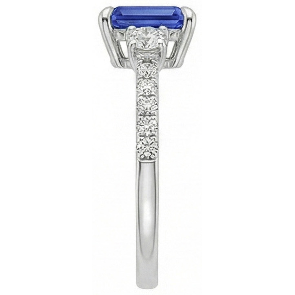 natural emerald sapphire 4.25ct ring profile view