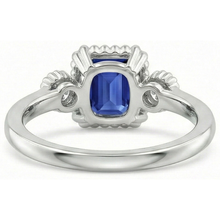 3 Stone Anniversary Ring Bezel Set Natural Earth Mined Diamond & Blue Sapphire 2.75 Carats