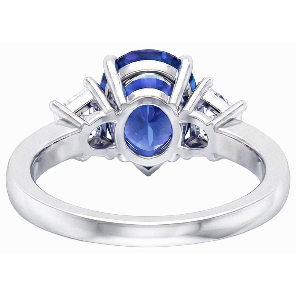3 Stone Anniversary Ring Pear Ceylon Sapphire & Natural Earth Mined DIAMOND ( NOT LAB GROWN )s 3.50 Carats