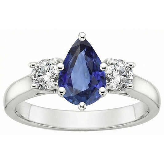 natural round sapphire 4.50ct ring side angle