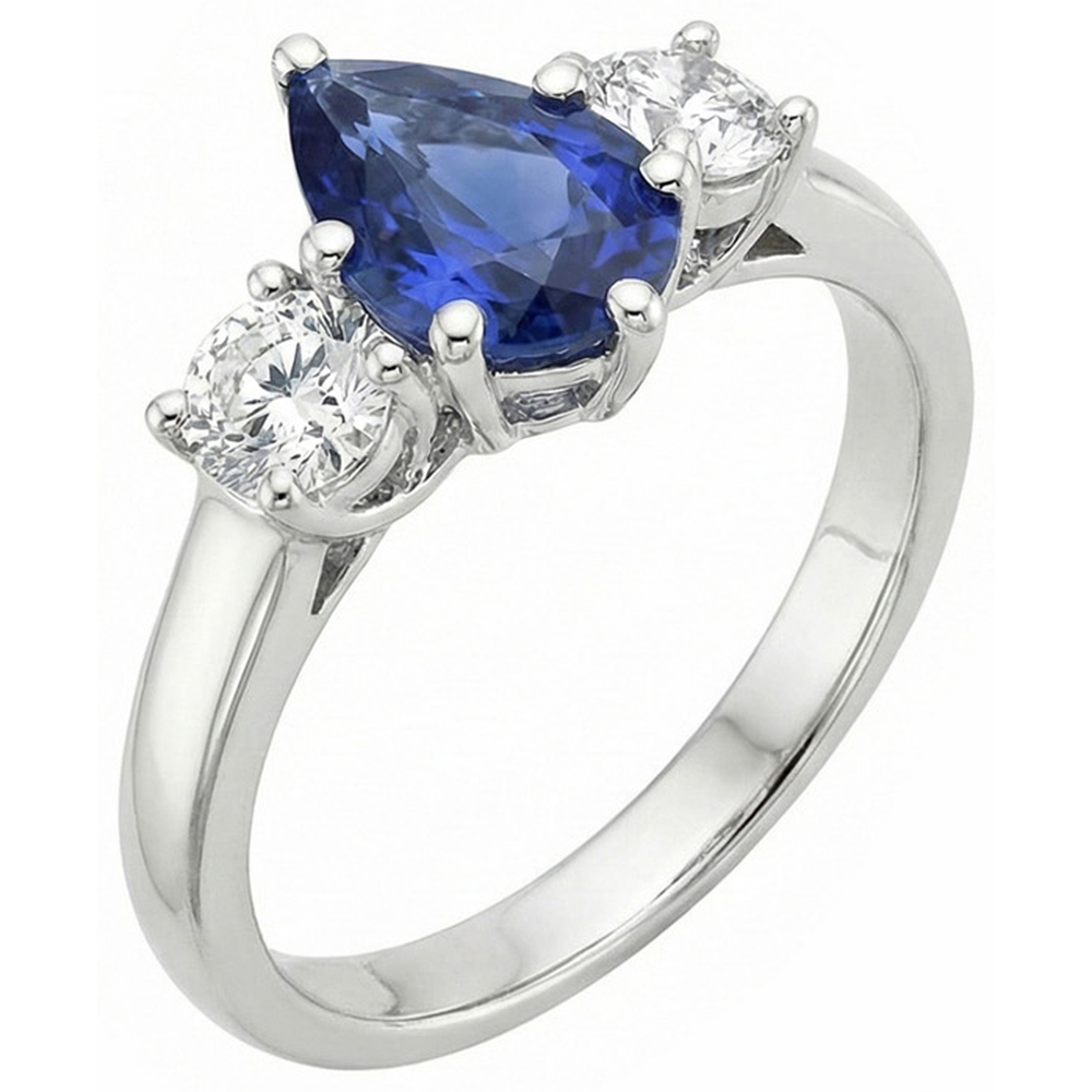 natural round sapphire 4.50ct ring close up detail