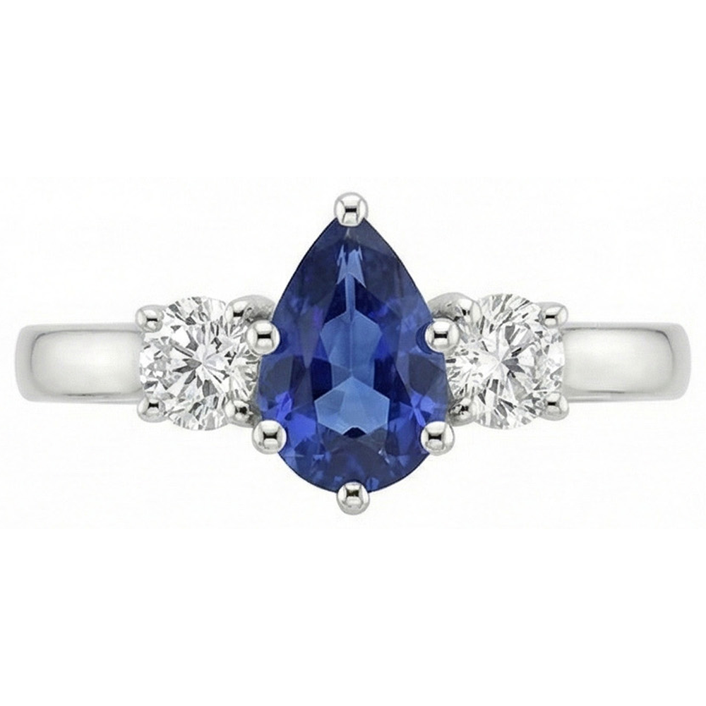 natural round sapphire 4.50ct ring top view