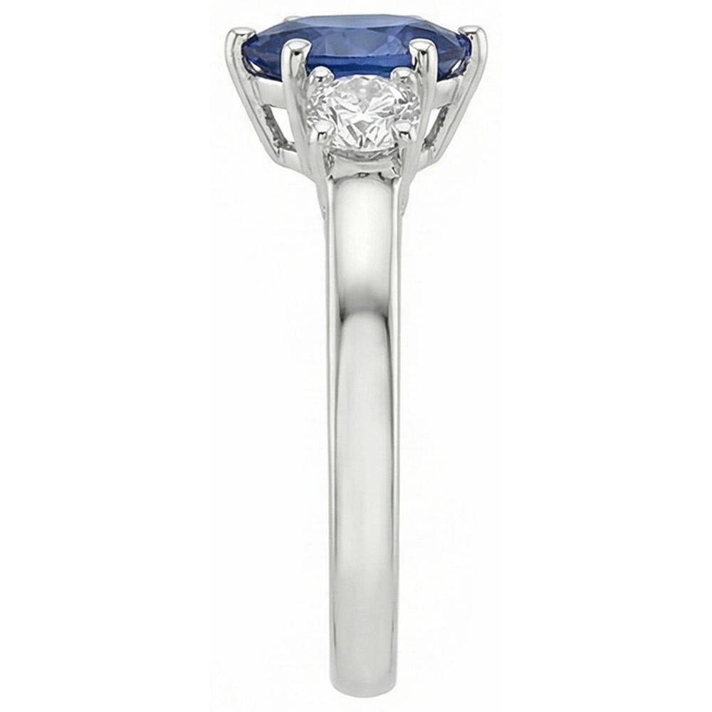 natural round sapphire 4.50ct ring profile view