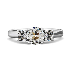 3 Stone Anniversary Ring Round Old Mine Cut Natural Earth Mined Diamond 4 Carats