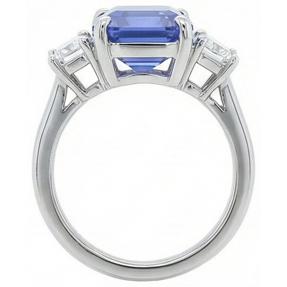 natural emerald sapphire 4ct ring on white background