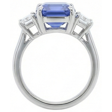 natural emerald sapphire 4ct ring on white background