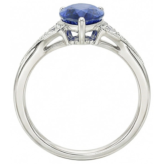 natural round sapphire 3.25ct ring side angle