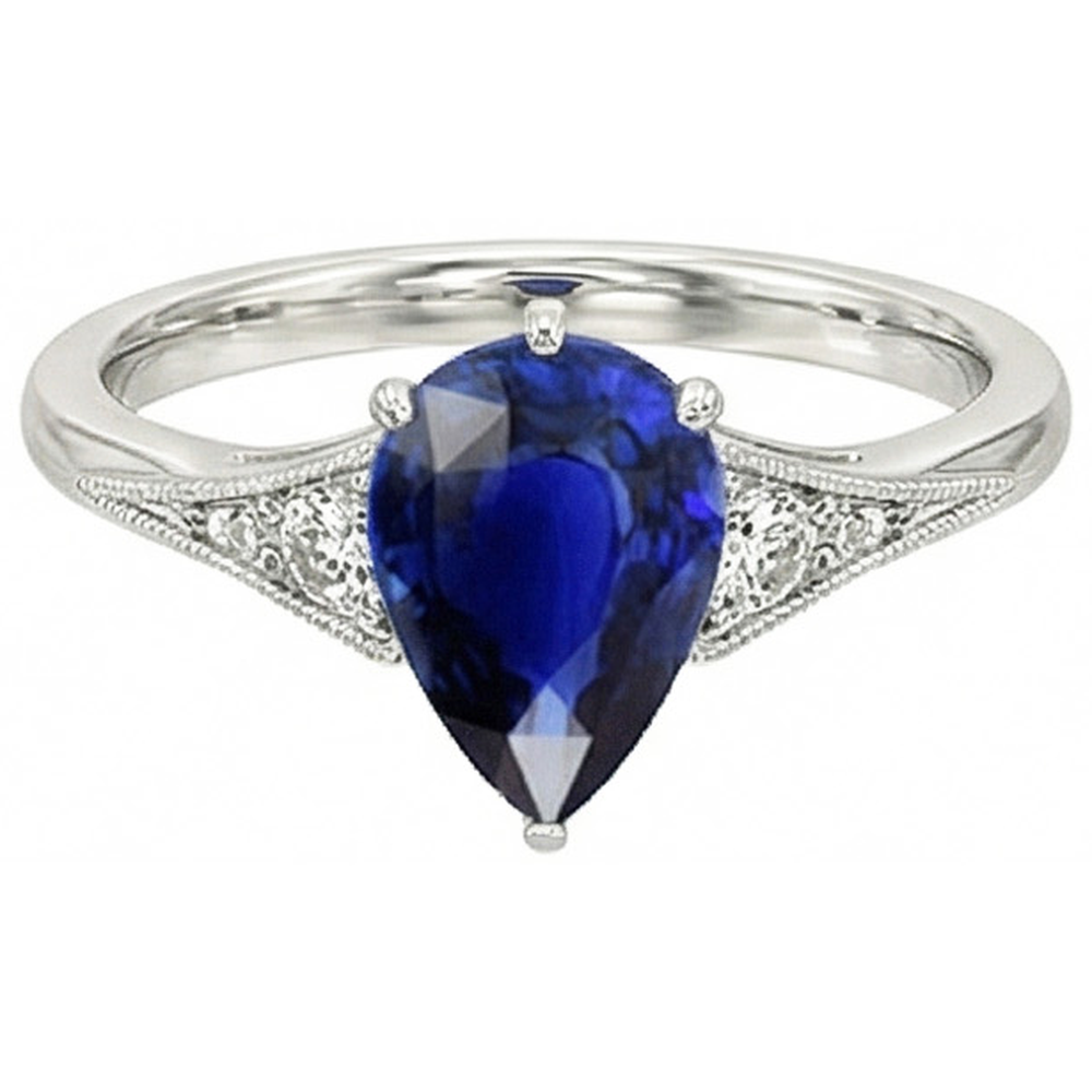 natural round sapphire 3.25ct ring top view