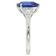 natural round sapphire 3.25ct ring profile view