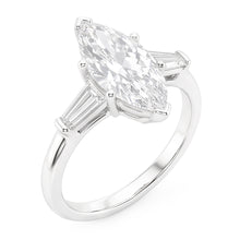 3 Stone Baguette & Marquise Old Cut Natural Earth Mined Diamond Ring 4.50 Carats