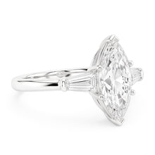 3 Stone Baguette & Marquise Old Cut Natural Earth Mined Diamond Ring 4.50 Carats