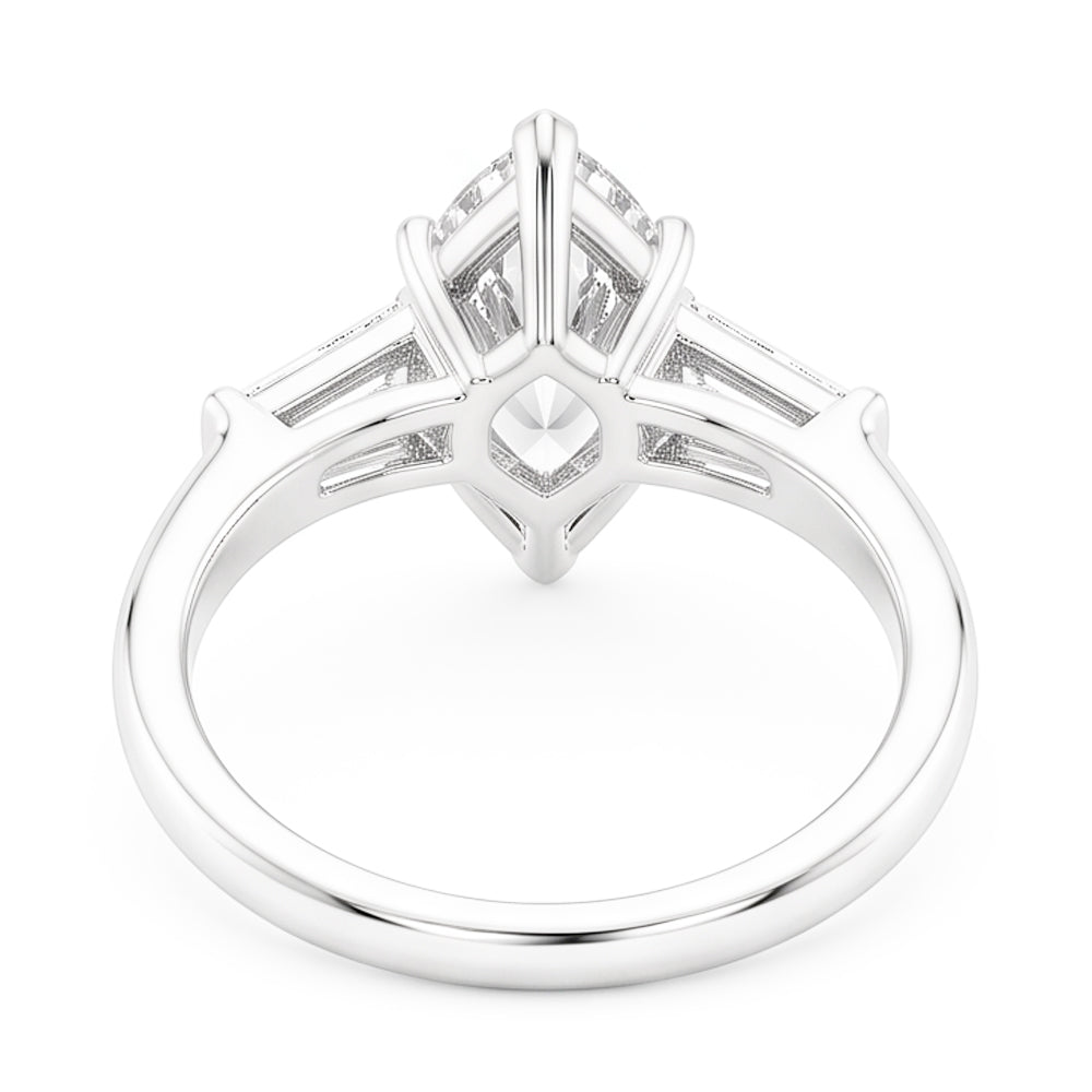3 Stone Baguette & Marquise Old Cut Natural Earth Mined Diamond Ring 4.50 Carats