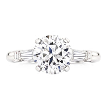 3 Stone Baguette & Round Old Mine Cut Natural Earth Mined Diamond Ring Gold 4 Carats