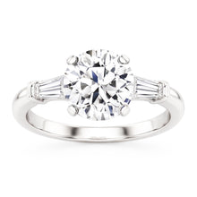 3 Stone Baguette & Round Old Mine Cut Natural Earth Mined Diamond Ring Gold 4 Carats