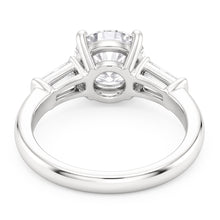 3 Stone Baguette & Round Old Mine Cut Natural Earth Mined Diamond Ring Gold 4 Carats