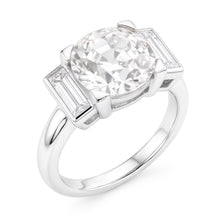 3 Stone Baguette & Round Old Miner Real Natural Earth Mined Diamond Ring 4.30 Carats 14K Gold