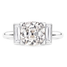 3 Stone Baguette & Round Old Miner Real Natural Earth Mined Diamond Ring 4.30 Carats 14K Gold