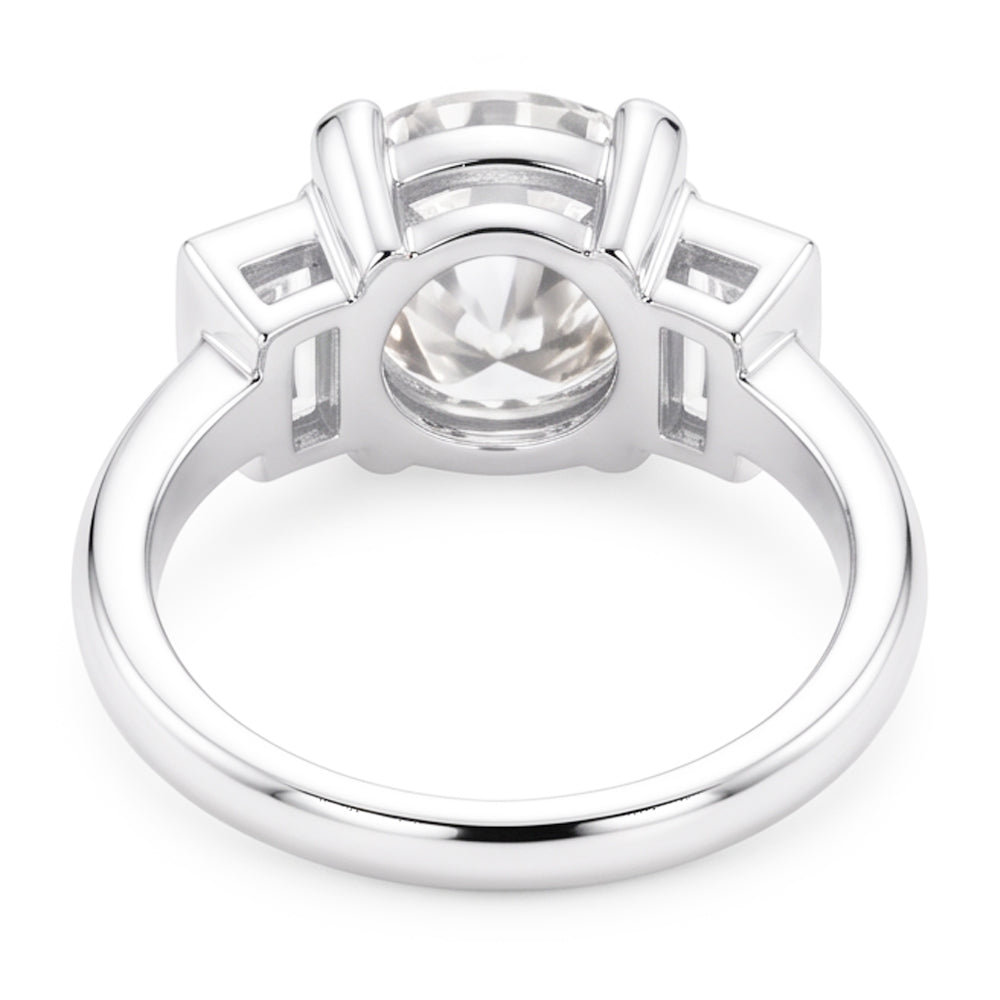 3 Stone Baguette & Round Old Miner Real Natural Earth Mined Diamond Ring 4.30 Carats 14K Gold