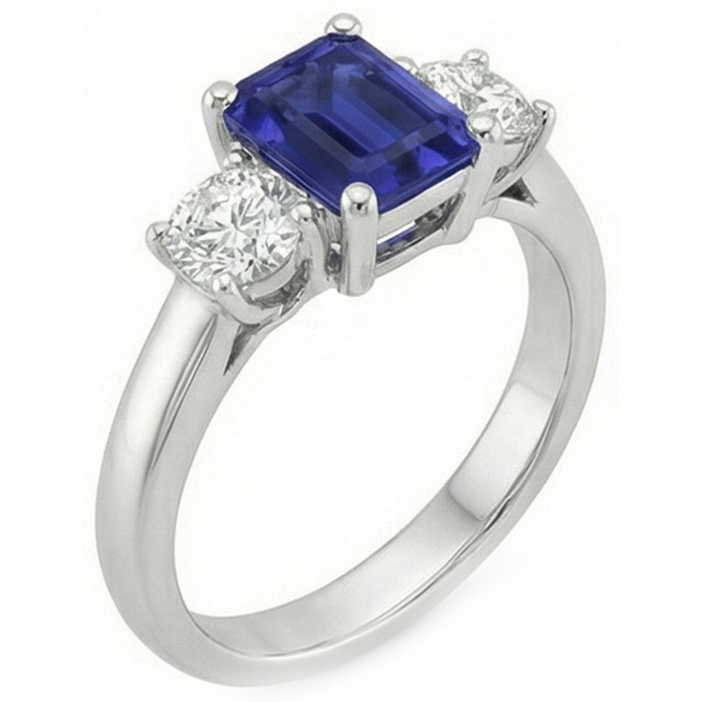natural emerald sapphire 2.50ct ring top view