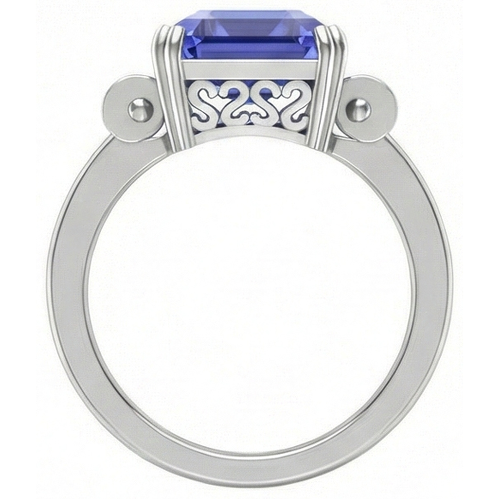 3 Stone Blue Sapphire Emerald Ring 3 Carats Bar Set Baguette Natural Earth Mined Diamonds