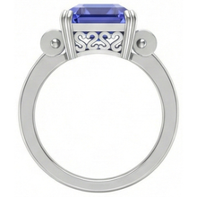 3 Stone Blue Sapphire Emerald Ring 3 Carats Bar Set Baguette Natural Earth Mined Diamonds