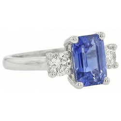Natural Sapphire Ring 2.50ct - White Gold 14K