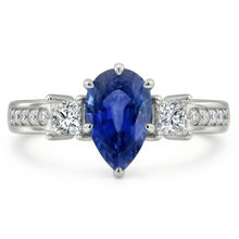 natural round sapphire 3.50ct ring side angle