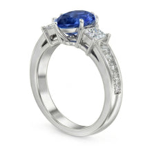 natural round sapphire 3.50ct ring top view