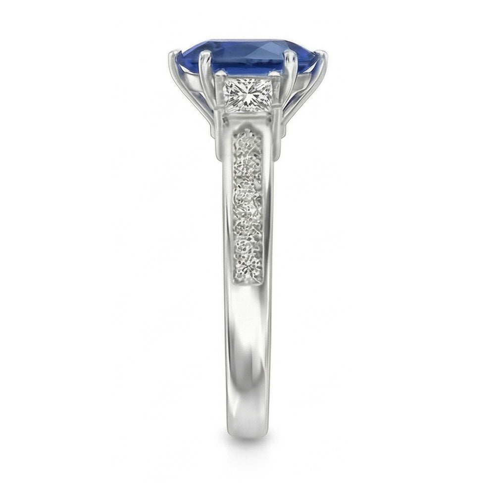 natural round sapphire 3.50ct ring profile view
