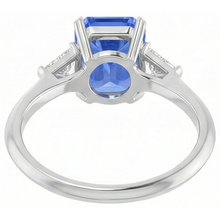 3 Stone Blue Sapphire Ring Small Trillion Natural Earth Mined Diamonds Jewellery 2.75 Carats
