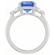 3 Stone Blue Sapphire Ring Small Trillion Natural Earth Mined Diamonds Jewellery 2.75 Carats
