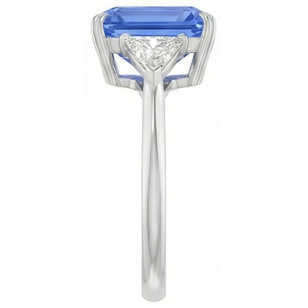 3 Stone Blue Sapphire Ring Small Trillion Natural Earth Mined Diamonds Jewellery 2.75 Carats