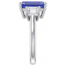 3 Stone Blue Sapphire Ring With Natural Earth Mined Diamonds