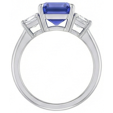 3 Stone Blue Sapphire Ring With Natural Earth Mined Diamonds