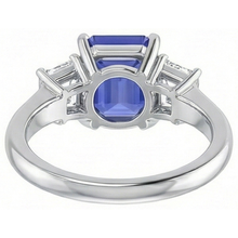 3 Stone Blue Sapphire Ring With Natural Earth Mined Diamonds