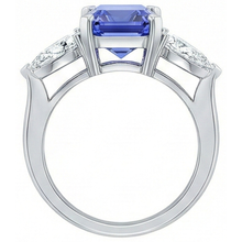 3 Stone Cathedral Setting Pear Natural Earth Mined Diamond Sapphire Ring White Gold