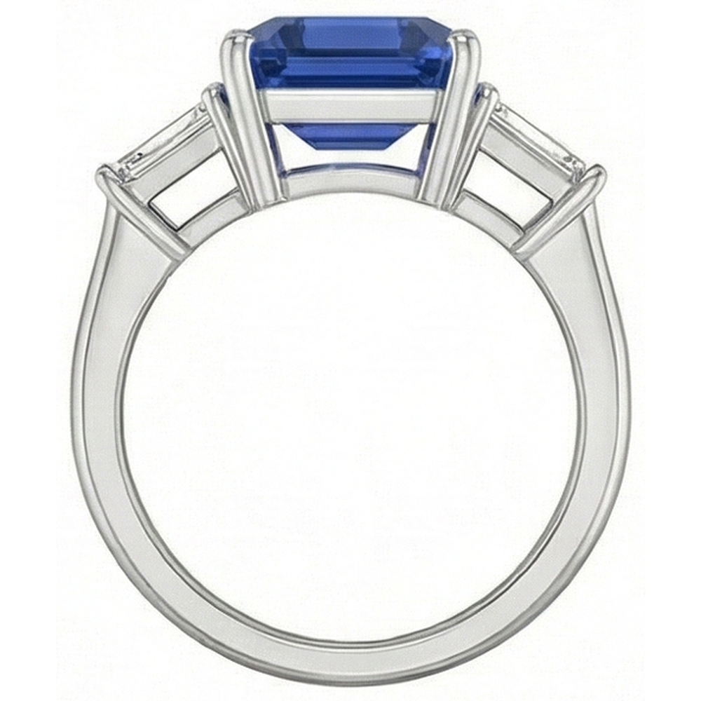 3 Stone Cornflower Sapphire Ring