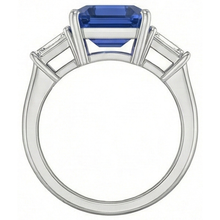 3 Stone Cornflower Sapphire Ring
