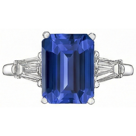 3 Stone Cornflower Sapphire Ring