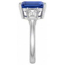 3 Stone Cornflower Sapphire Ring