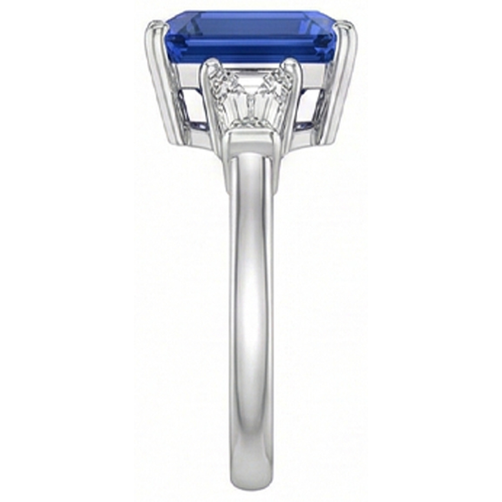 3 Stone Cornflower Sapphire Ring