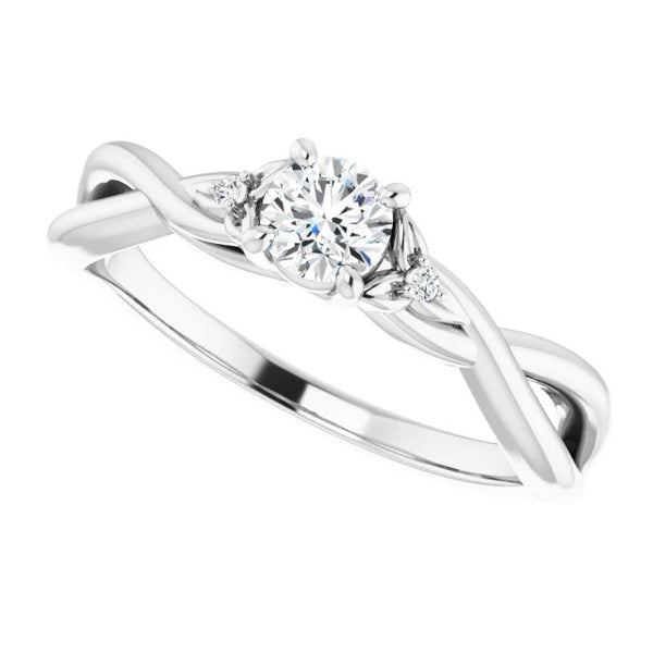 3 Stone Diamond Engagement Ring  Real 0.54 Carats Twist Style Women Jewelry