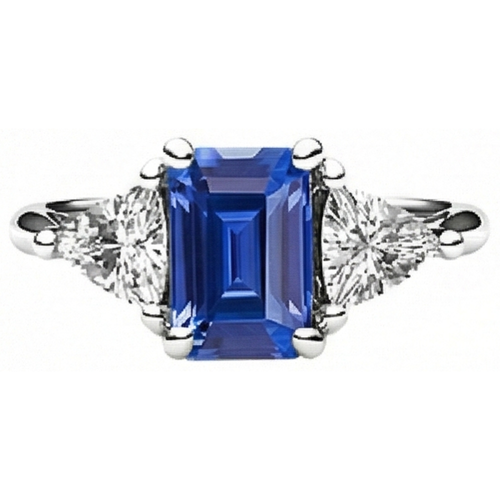 natural emerald sapphire 2.50ct ring top view