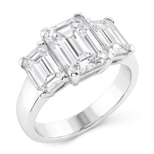3 Stone Emerald Cut 4 Carats Natural Earth Mined Diamonds Anniversary Ring White Gold 14K