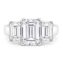 3 Stone Emerald Cut 4 Carats Natural Earth Mined Diamonds Anniversary Ring White Gold 14K