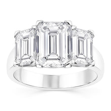 3 Stone Emerald Cut 4 Carats Natural Earth Mined Diamonds Anniversary Ring White Gold 14K